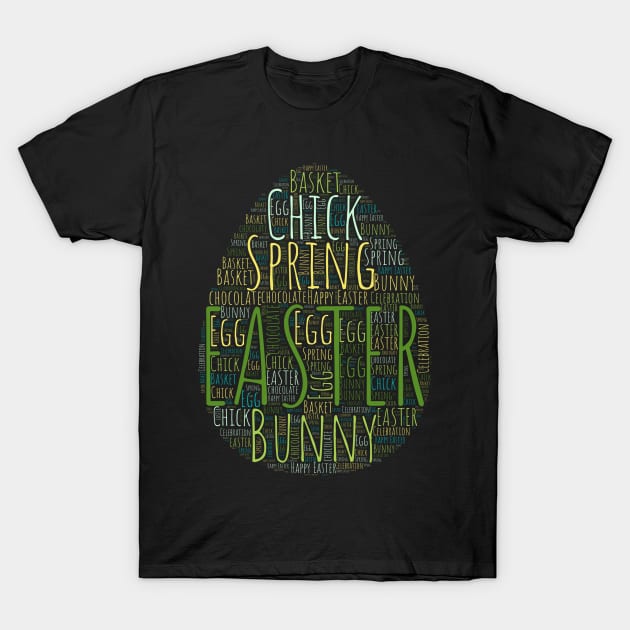 Cute Easter Egg Shaped Word Cloud T-Shirt by JanesCreations